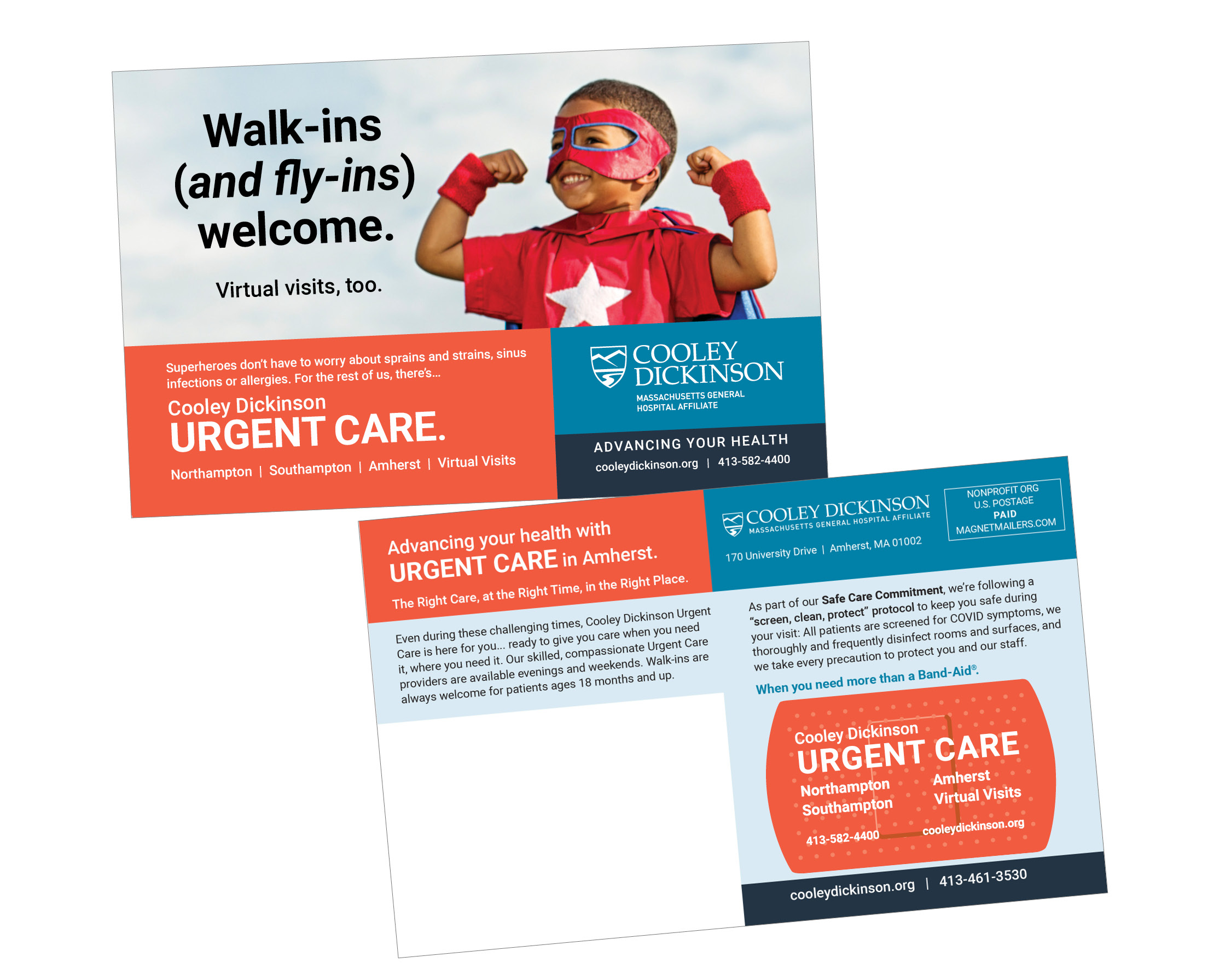 Cooley Dickinson urged care postcard with attached magnet